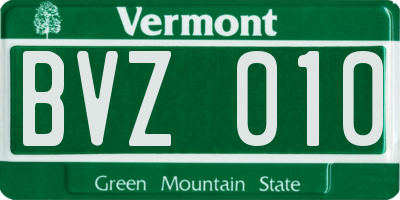 VT license plate BVZ010