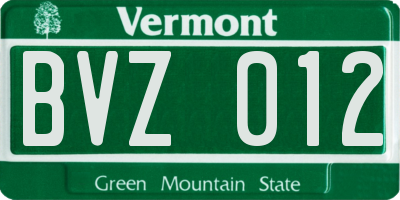 VT license plate BVZ012