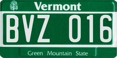 VT license plate BVZ016