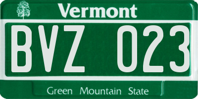 VT license plate BVZ023