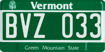 VT license plate BVZ033