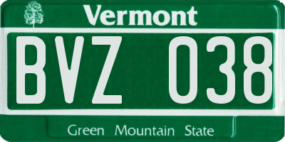 VT license plate BVZ038