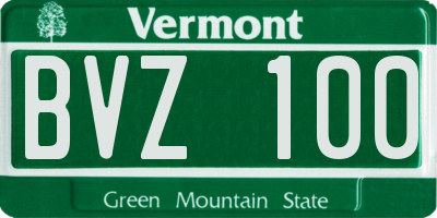 VT license plate BVZ100