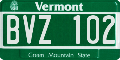 VT license plate BVZ102