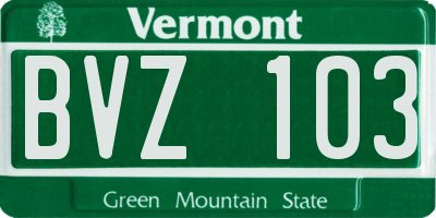 VT license plate BVZ103