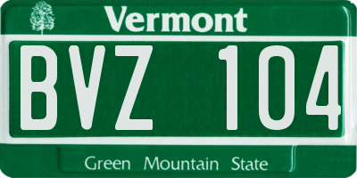 VT license plate BVZ104