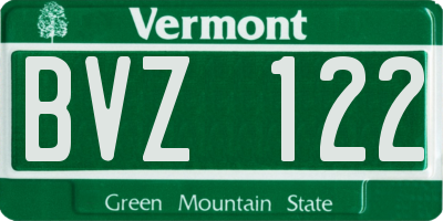 VT license plate BVZ122