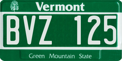 VT license plate BVZ125