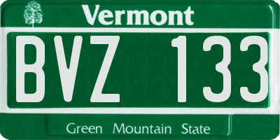 VT license plate BVZ133