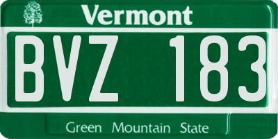 VT license plate BVZ183
