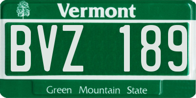 VT license plate BVZ189