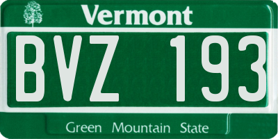VT license plate BVZ193