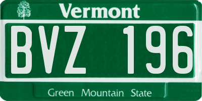 VT license plate BVZ196