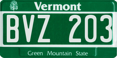 VT license plate BVZ203