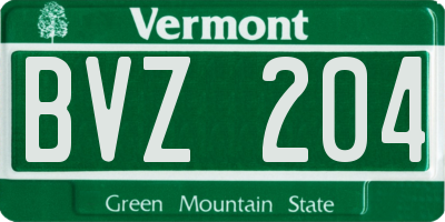 VT license plate BVZ204
