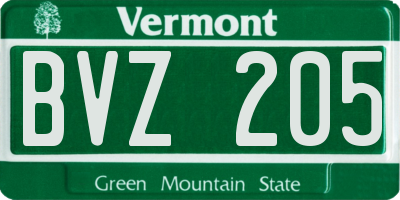 VT license plate BVZ205
