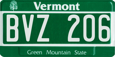VT license plate BVZ206
