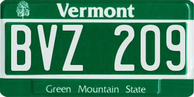 VT license plate BVZ209