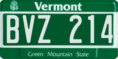 VT license plate BVZ214