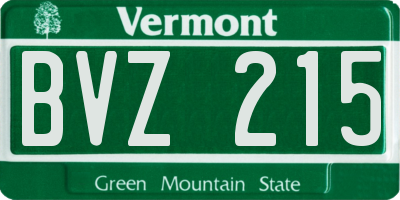VT license plate BVZ215