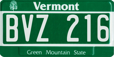 VT license plate BVZ216