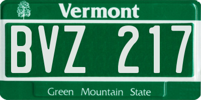 VT license plate BVZ217