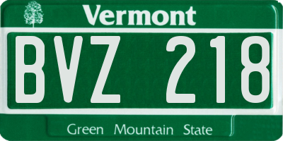 VT license plate BVZ218