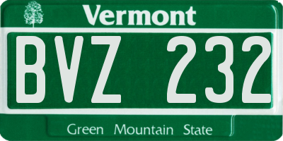 VT license plate BVZ232