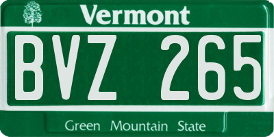 VT license plate BVZ265