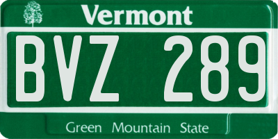 VT license plate BVZ289