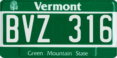 VT license plate BVZ316