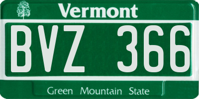VT license plate BVZ366