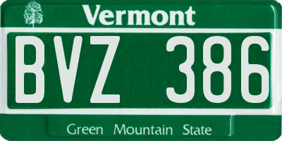 VT license plate BVZ386