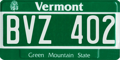 VT license plate BVZ402
