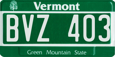 VT license plate BVZ403