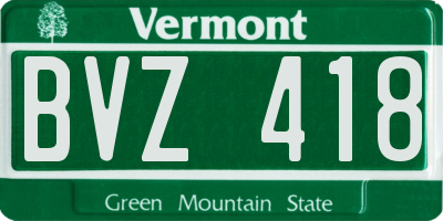 VT license plate BVZ418