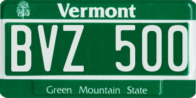 VT license plate BVZ500