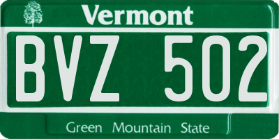 VT license plate BVZ502