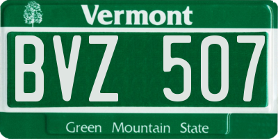 VT license plate BVZ507