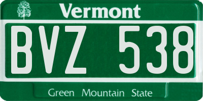 VT license plate BVZ538