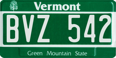 VT license plate BVZ542