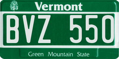 VT license plate BVZ550