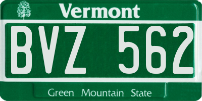 VT license plate BVZ562