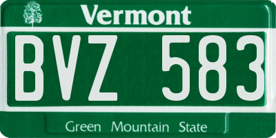 VT license plate BVZ583