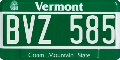 VT license plate BVZ585