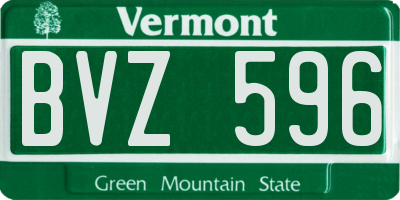 VT license plate BVZ596