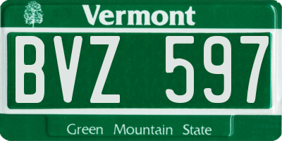 VT license plate BVZ597
