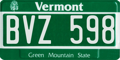 VT license plate BVZ598