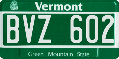 VT license plate BVZ602