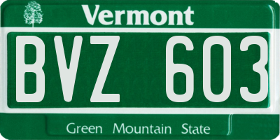VT license plate BVZ603